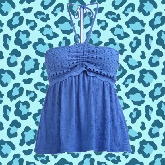 No Boundaries Women's Blue Halter Top - Picture 2 of 2